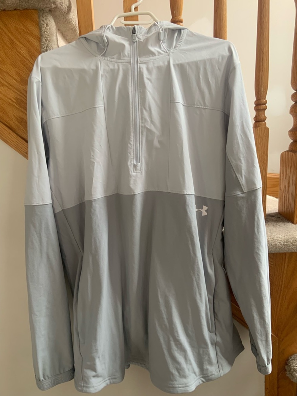 Under Armour Light Gray Two-Tone Hooded Half-Zip Pullover